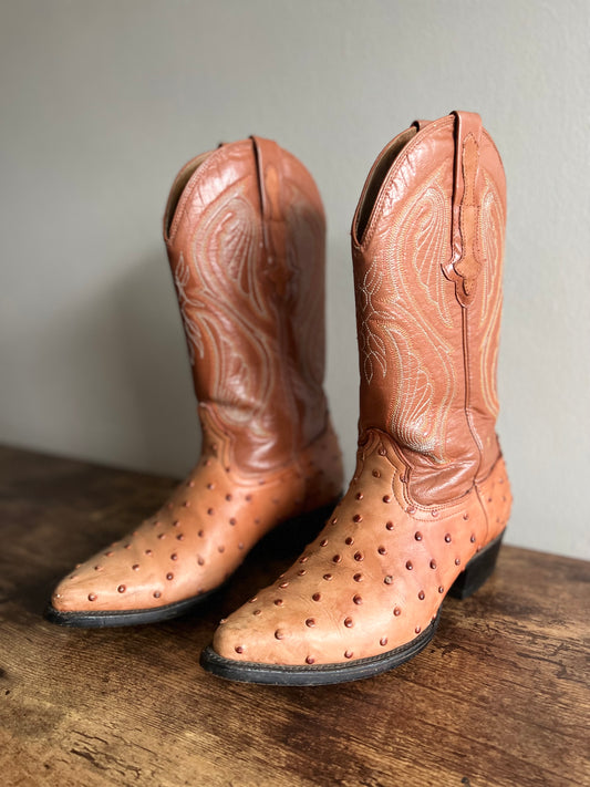 Rodeo Bravo tan ostrich boots 8