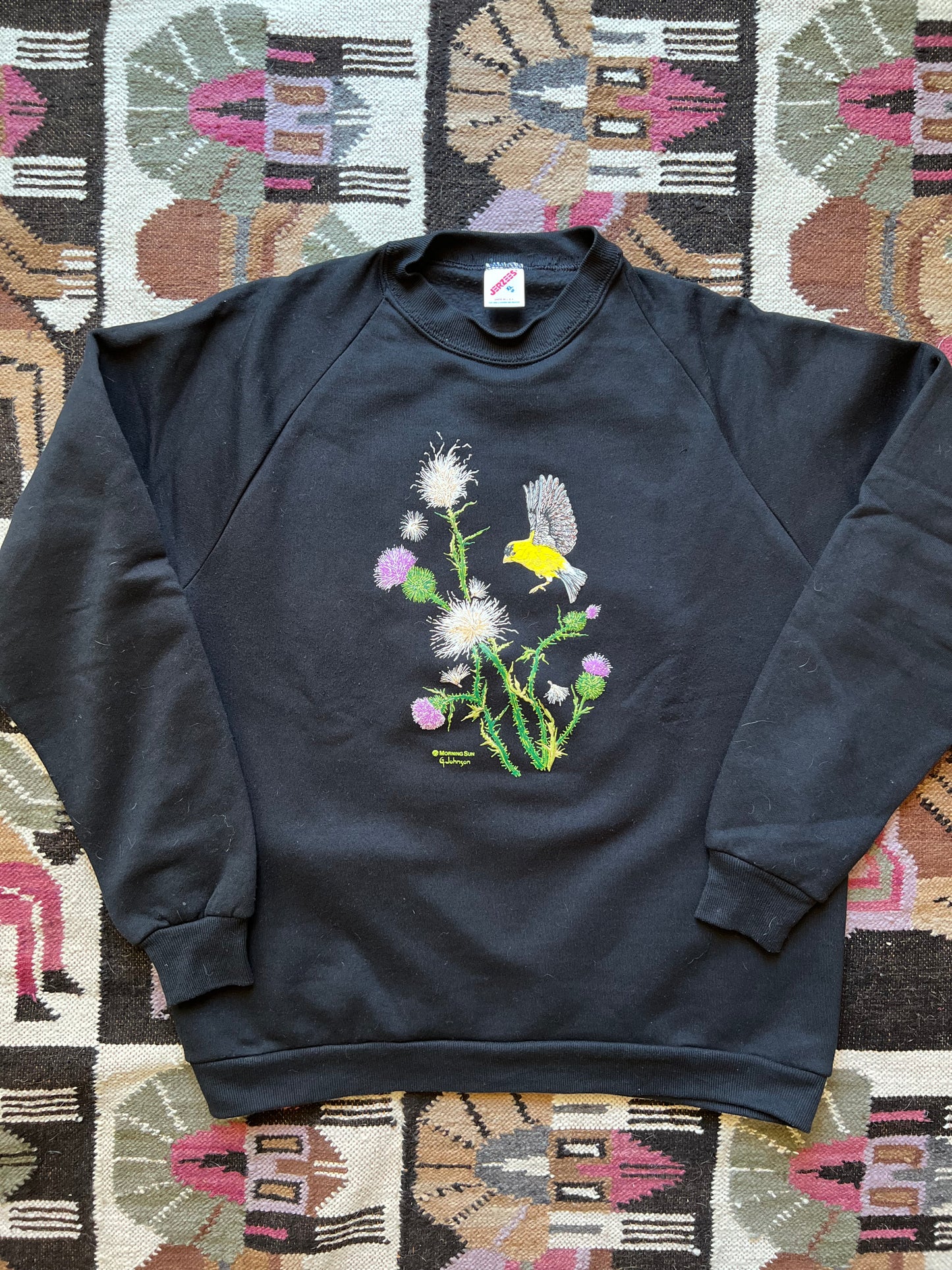 1990s black Meadowlark/thistle sweatshirt XL