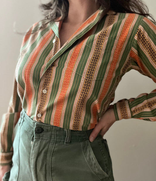 1950s button up blouse S