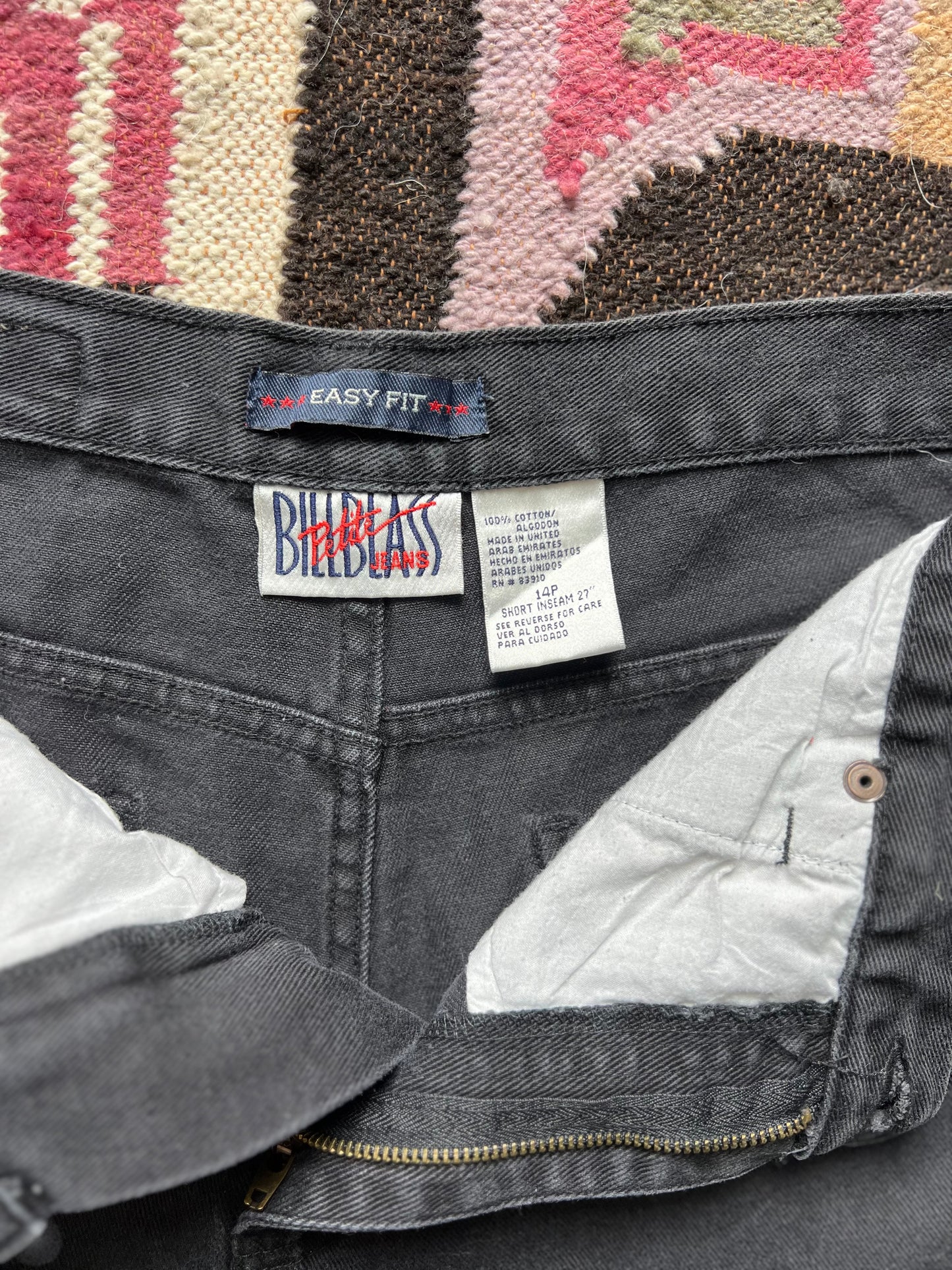 1990s Bill Blass black denim cutoffs 31”