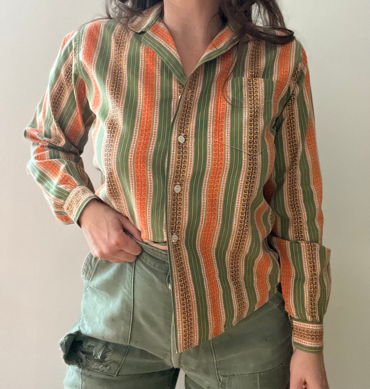 1950s button up blouse S