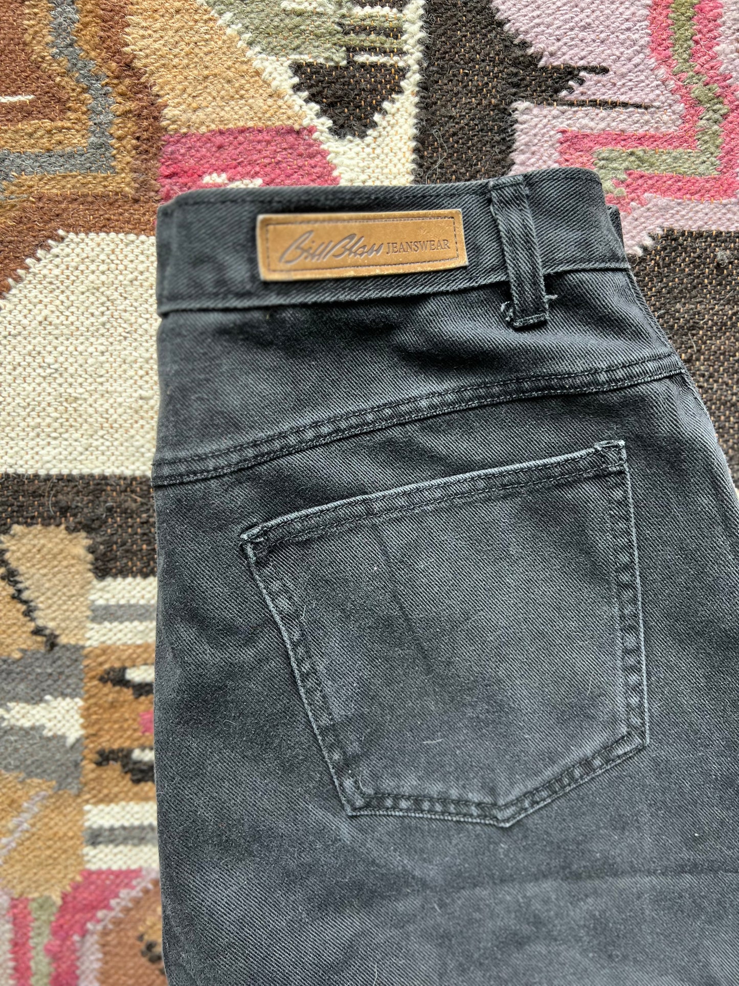 1990s Bill Blass black denim cutoffs 31”