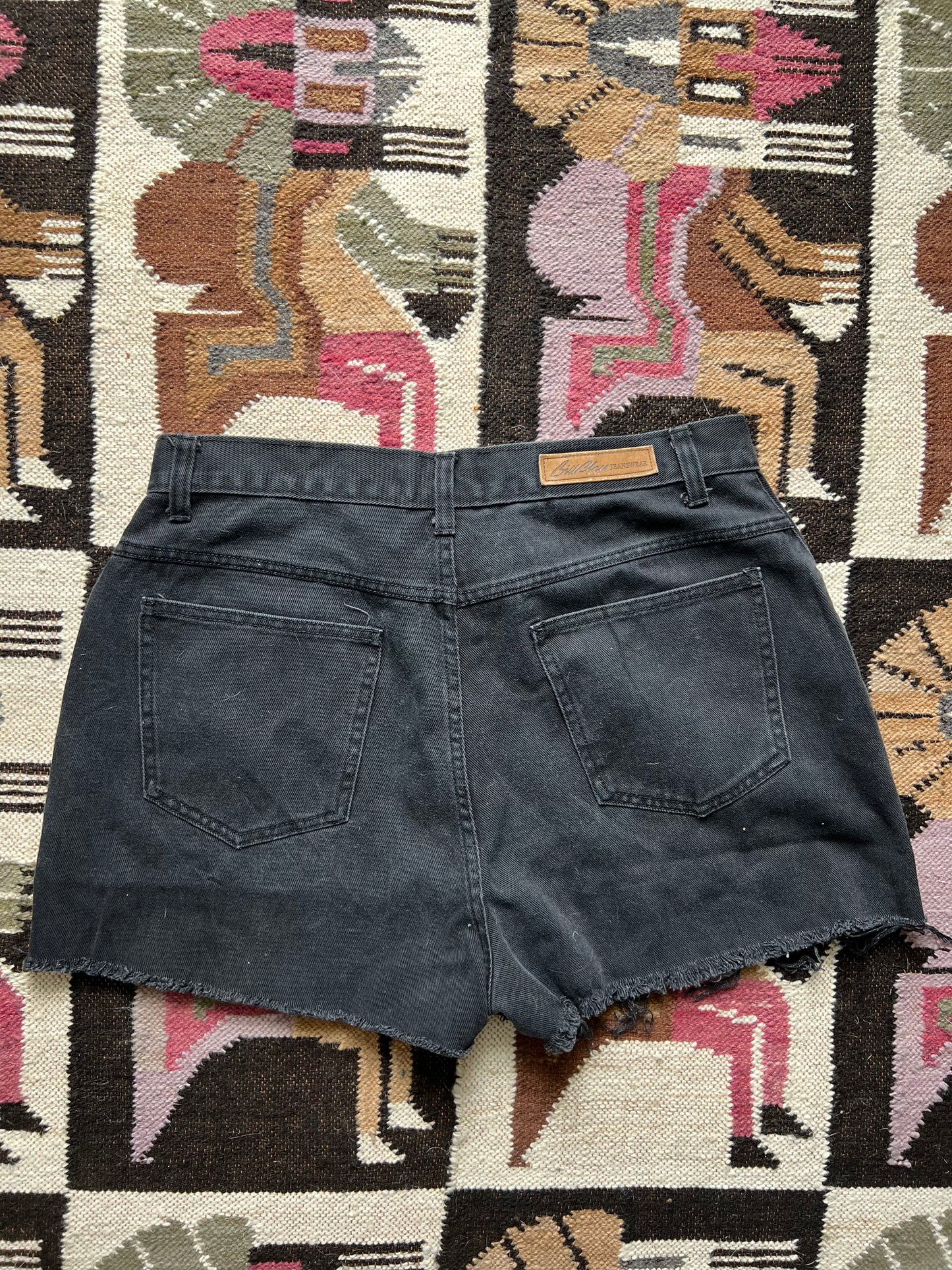 1990s Bill Blass black denim cutoffs 31”