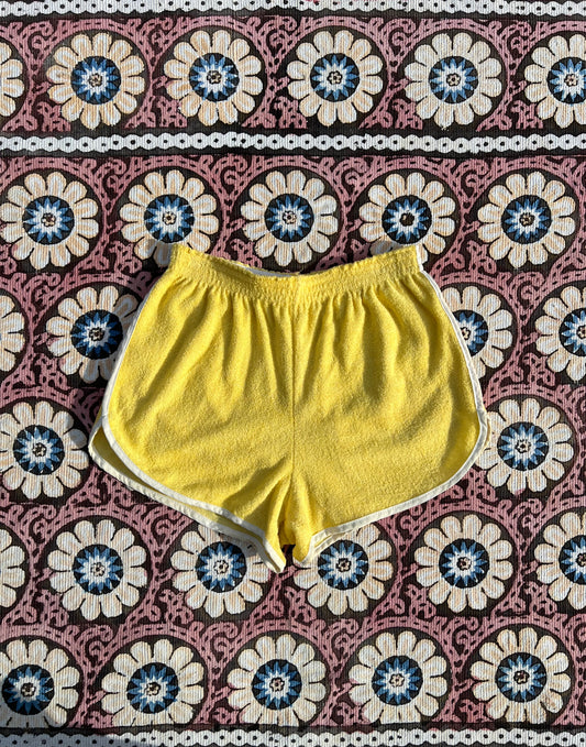 1970s yellow terry cloth shorts M