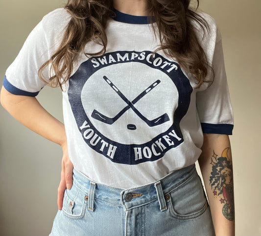 1980s Swampscott Youth hockey tee L