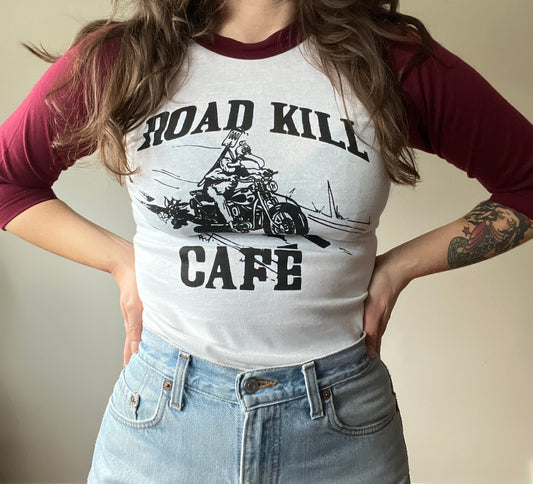 1970s Road Kill cafe base-ball tee XS