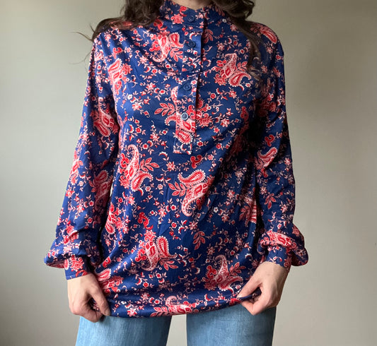 1970s paisley print tunic L